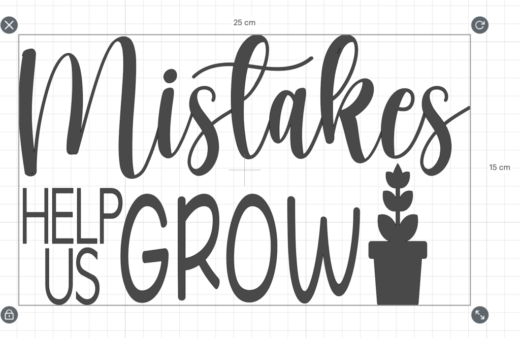 "Mistakes help us grow" with a picture of a plant in a pot